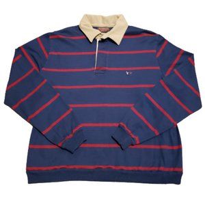 Norman Striped Polo Shirt Blue | Men's Large L Embroidered Duck Preppy Vintage